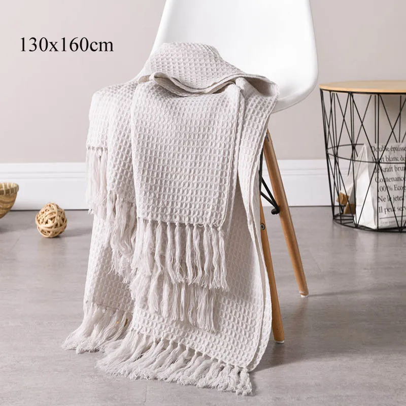 beige Вафельное переплетенное одеяло для кровати легкое и мягкое идеально подходит для многослойной декоративной детской комнаты диван одеяло s - Цвет: beige