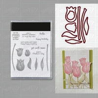 flowers metal cutting dies and stamps for diy scrapbooking album stamp paper card embossing stencil