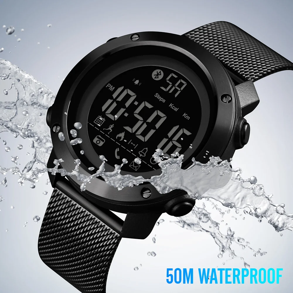 SKMEI спортивные Смарт часы мужские калории шагомер Bluetooth Миланский ремешок