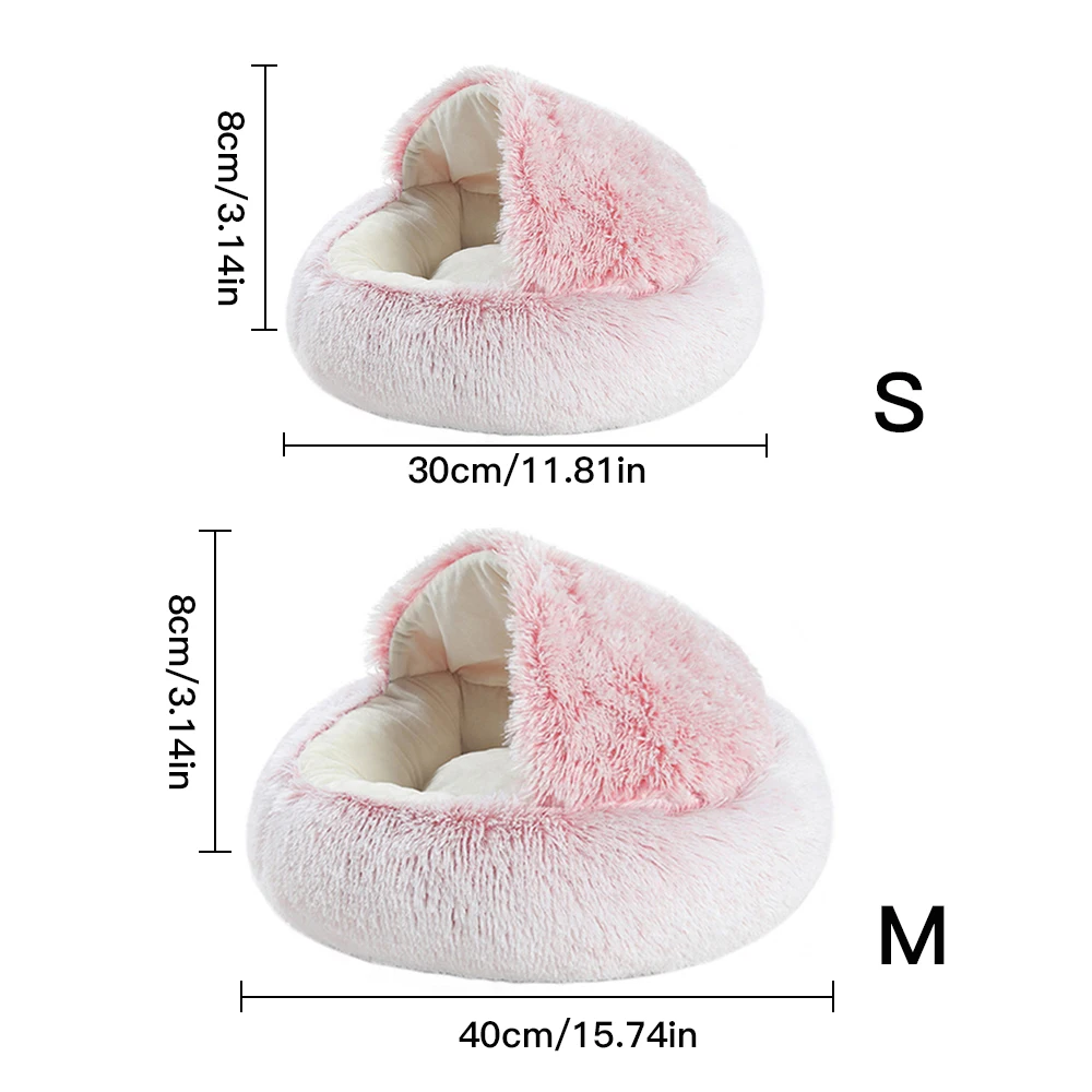 

Pet Dog Cat Bed Round Plush Cat Warm Beds House Soft Long Plush Bed For Small Dogs Cats Nest 2 In 1 Cushion Sleeping Sofa