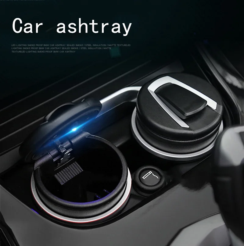 

Multifunction Car Ashtray With Led Light Portable Auto Cigarette Smoke Ashtray With Lid Interior Decoration Men Gift