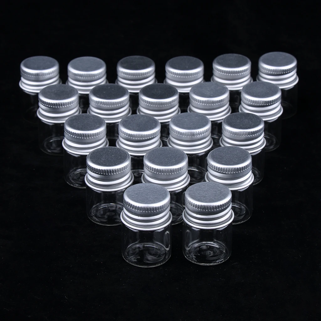 

Pack of 20, Cosmetic Sample Empty Containers Vials, Round Jar Cannings with Aluminum Screw Cap Lid for Make Up Eye Shadow