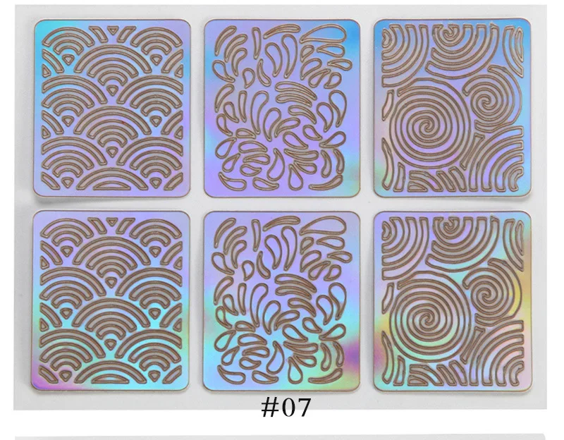 6/12/24 Sheets/lot DIY 3D Hollow Laser Sticker ForNail Art Stencil Gel Polish Nail Vinyl Tip Transfer Guide Template Nail Decals