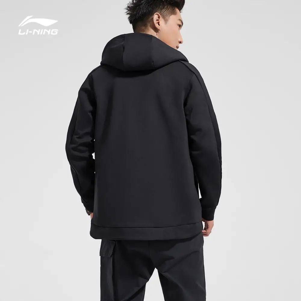 Li-Ning мужская толстовка с капюшоном серии Wade, 48% полиэстер, 42% хлопок, 10% спандекс, Стандартная посадка, комфортный спортивный свитер AWDN897 MWW1482