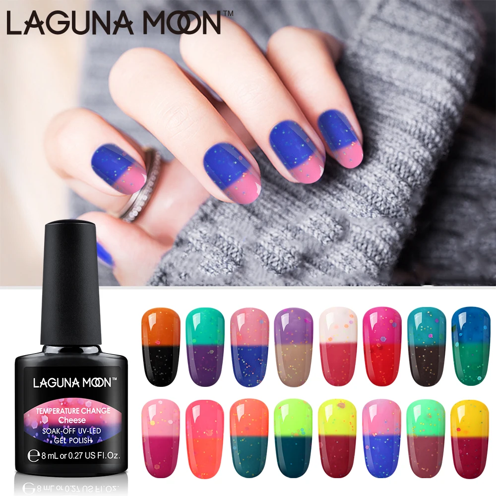 Lagunamoon 8ml Cheese Change Color UV Gel Nail Polish Temperature Change Color Soak Off Nail Art Varnish Gellak Hybrid Lacquer