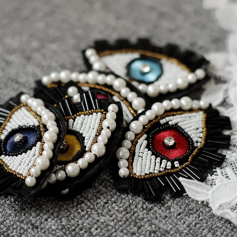 Стразы Бисер Eyes Applique 3D пришить Кристалл жемчужные заплатки для одежды знак паста