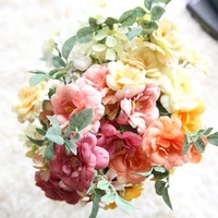 silk camellia flower artificial flowers vivid fake leaf for home wedding decoration garden table decor small rose 5 colors