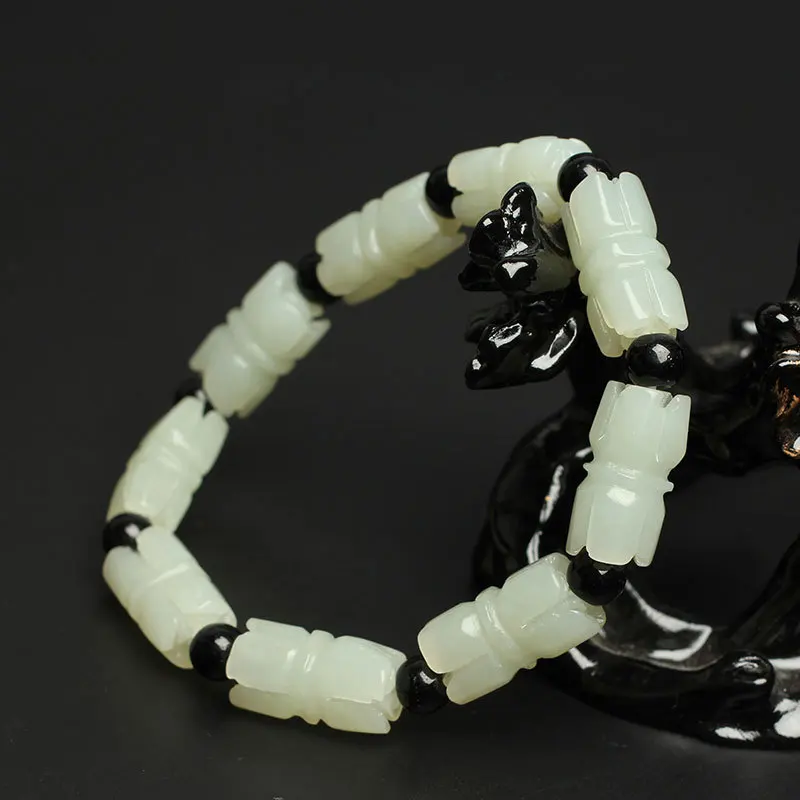 

Браслет с нефритовыми бусинами «Лотос» из натурального нефрита для мужчин и женщин