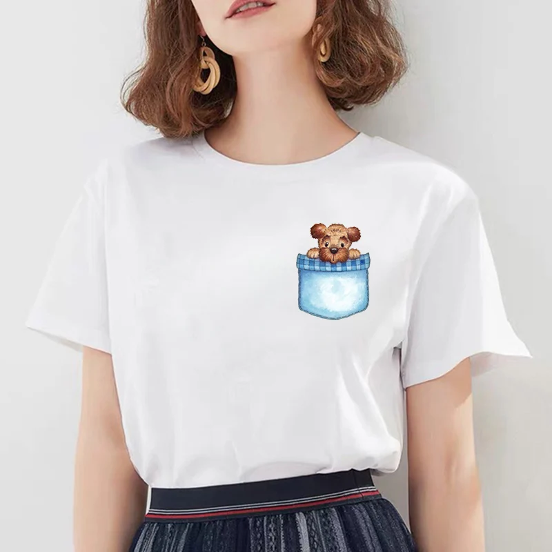 Футболка женская с принтом собаки милая Повседневная рубашка коротким рукавом