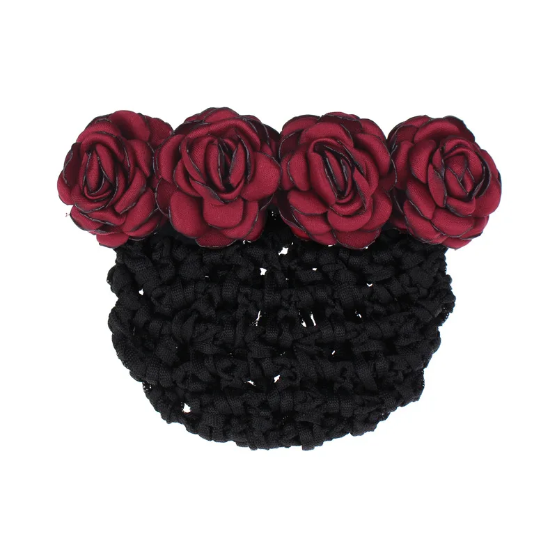 

Girls Hair Clips Cloth Flower Rose Hairpins Stewardess Nurse Pocket Net Bun Snood Hair Accessories for Women Hair Barrette Gifts