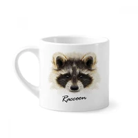 little mischievous brown raccoon animal mini coffee mug white pottery ceramic cup with handle 6oz gift