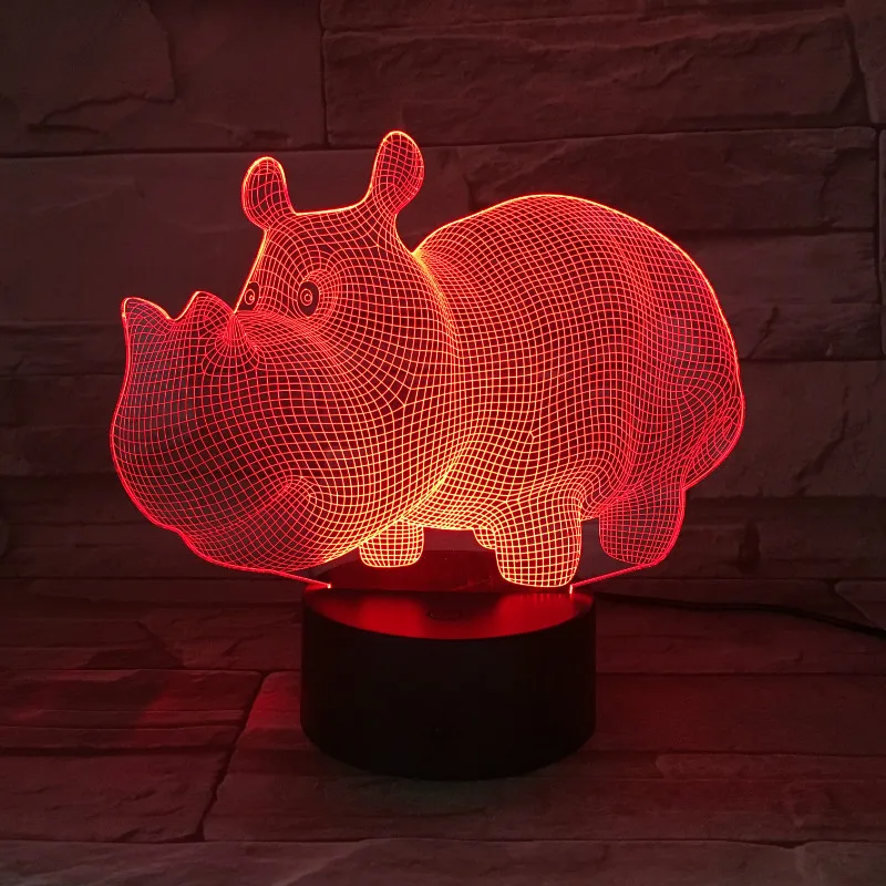 Светодиодный ночсветильник в виде бегемота с датчиком 3d украшения для спальни
