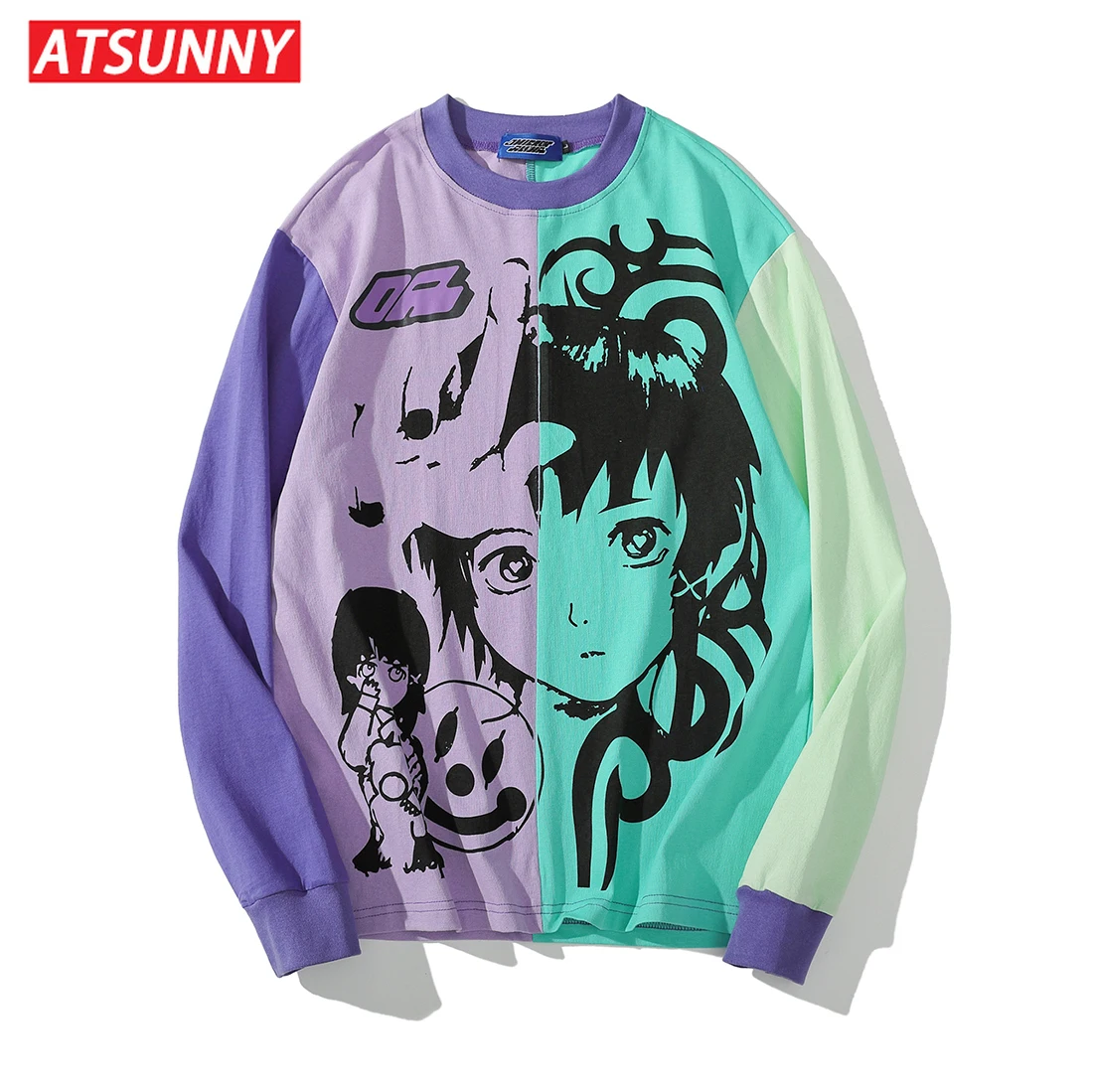 

ATSUNNY Hip Hop Men Hoodie Crewneck Sweatshirt Anime Boy Japanese Style Fashion Harajuku Hoodie Vintage O-neck Knitted Hoodies
