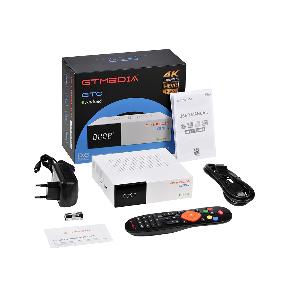 

GTMEDIA GTC Satellite Receiver Android 6.0 TV BOX DVB-S2/T2/C Amlogic S905D 2GB 16GB Decoder for Set top Box Decoder Receptor