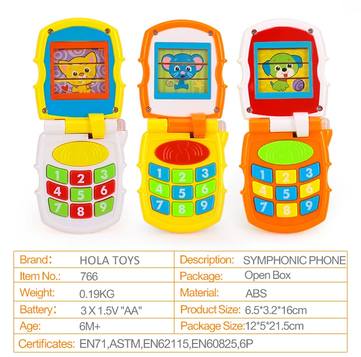 HOLA TOYS 766 детская игрушка флип-телефон игрушка детская учеба музыкальный звук телефон обучающая игрушка для детей
