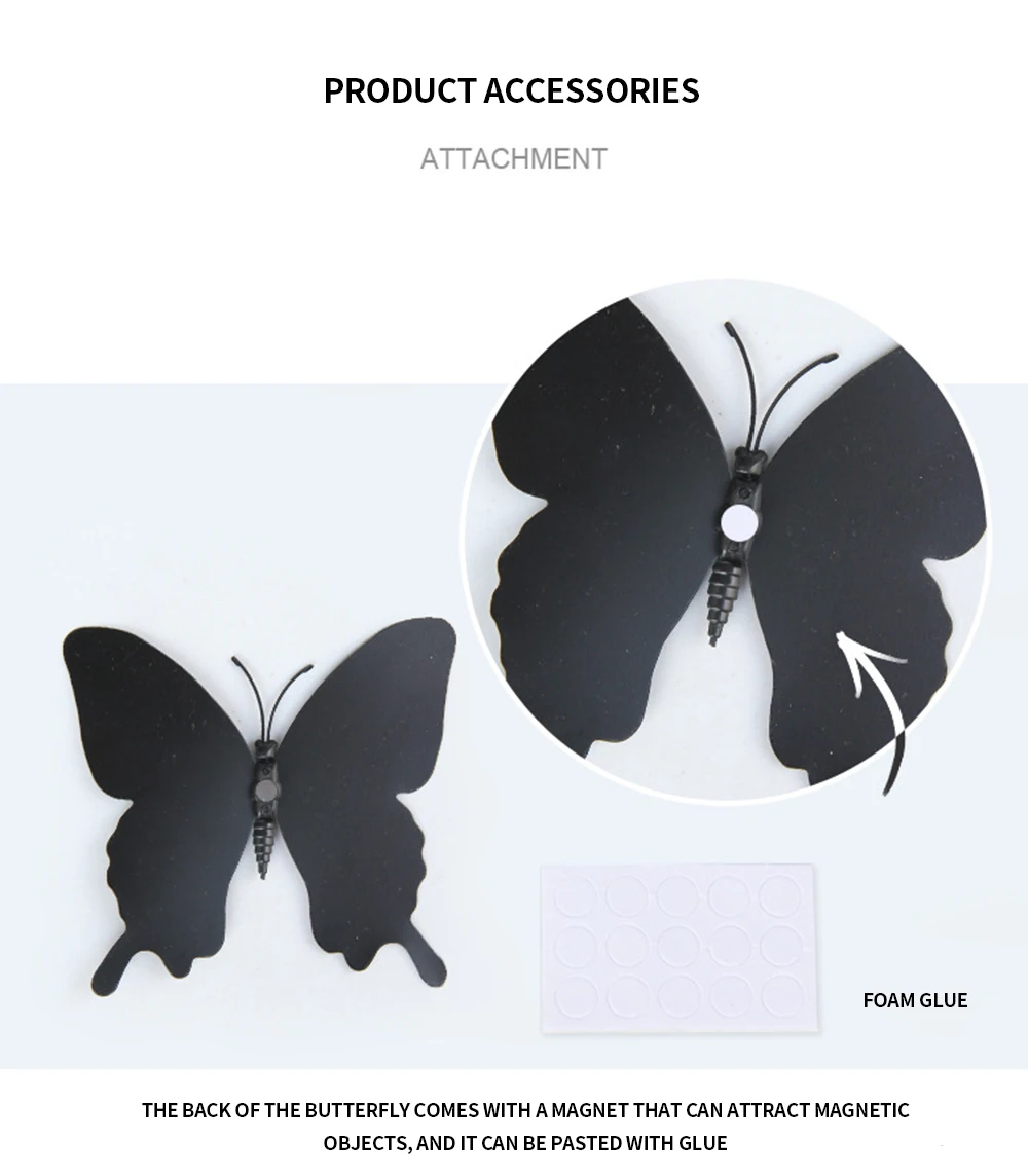 

12pcs/lot Black swallowtail butterfly PVC decals Wall Stickers room decor Home Decorations decoration accessories