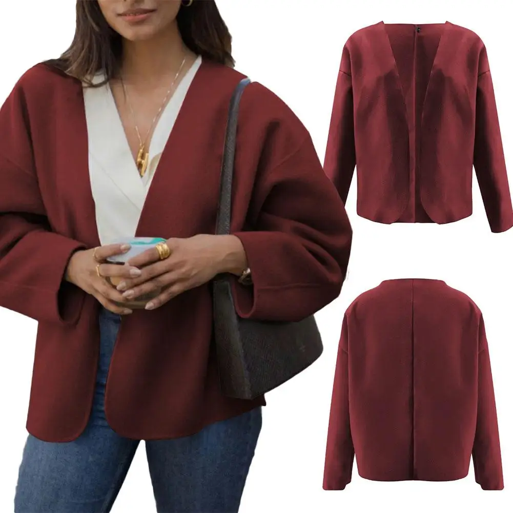 Модная женская осенняя однотонная куртка с длинным рукавом двусторонний