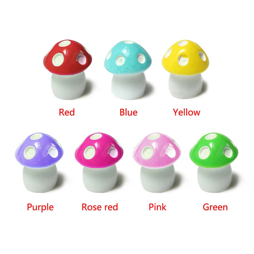 10Pcs Natural Resin Mushroom Toadstool Miniature Fairy Terrarium Figurine For Garden Ornament Decor Crafts 15x12mm - купить по