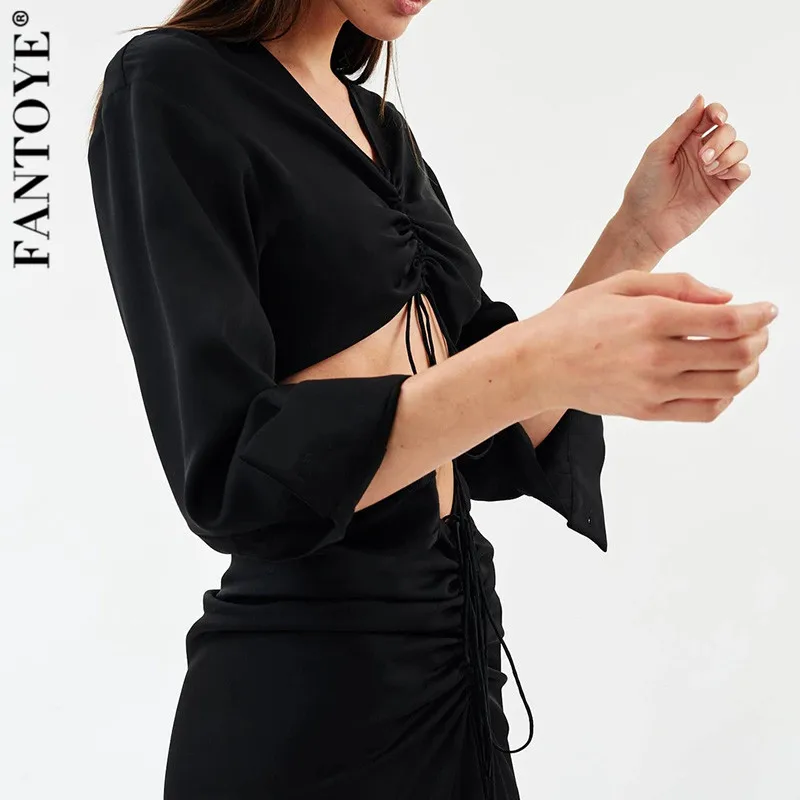 Женское ажурное платье FANTOYE элегантное эластичное длинное облегающее с рюшами и