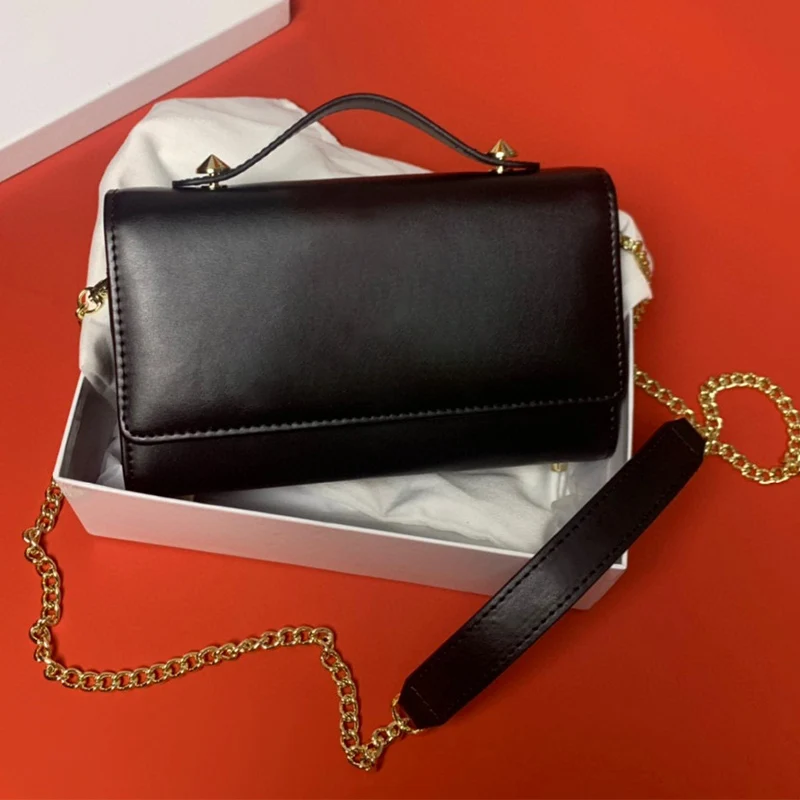 

Retro solid color exquisite niche design leather handbags ladies new fashion all-match single shoulder messenger handbags