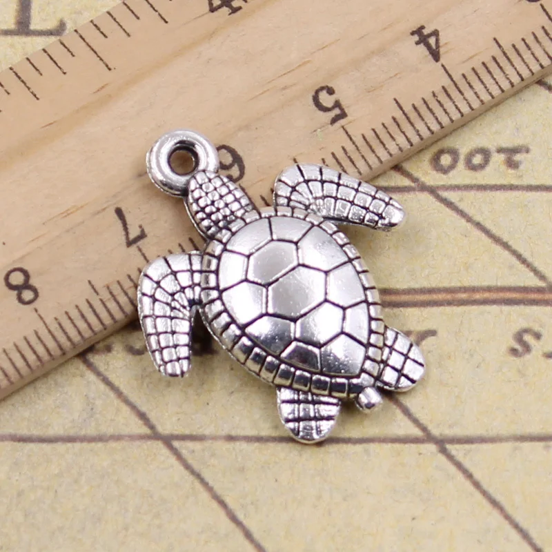 

10pcs Charms Tortoise Turtle Sea 26x23mm Antique Silver Color Pendants Making DIY Handmade Tibetan Finding Jewelry