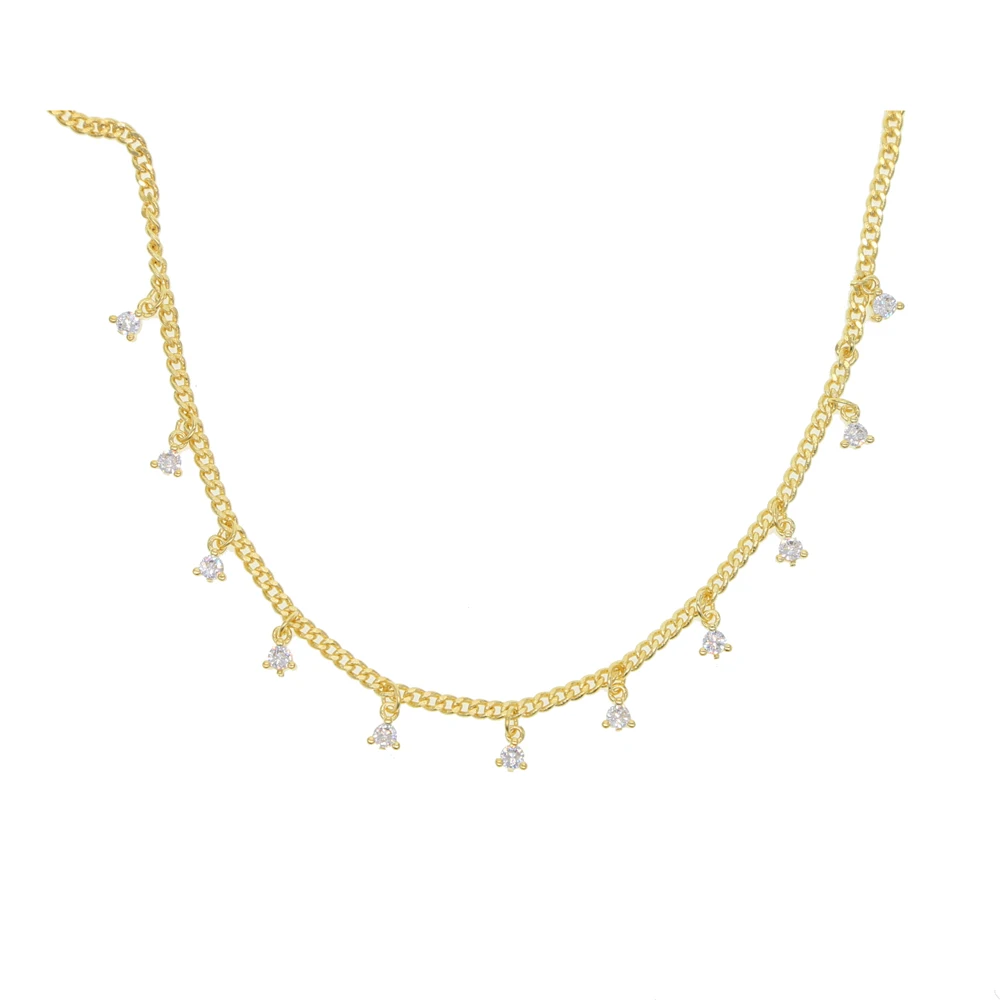 Женская цепочка в стиле хип-хоп 35 + 10 см с кубическим цирконием сверкающая