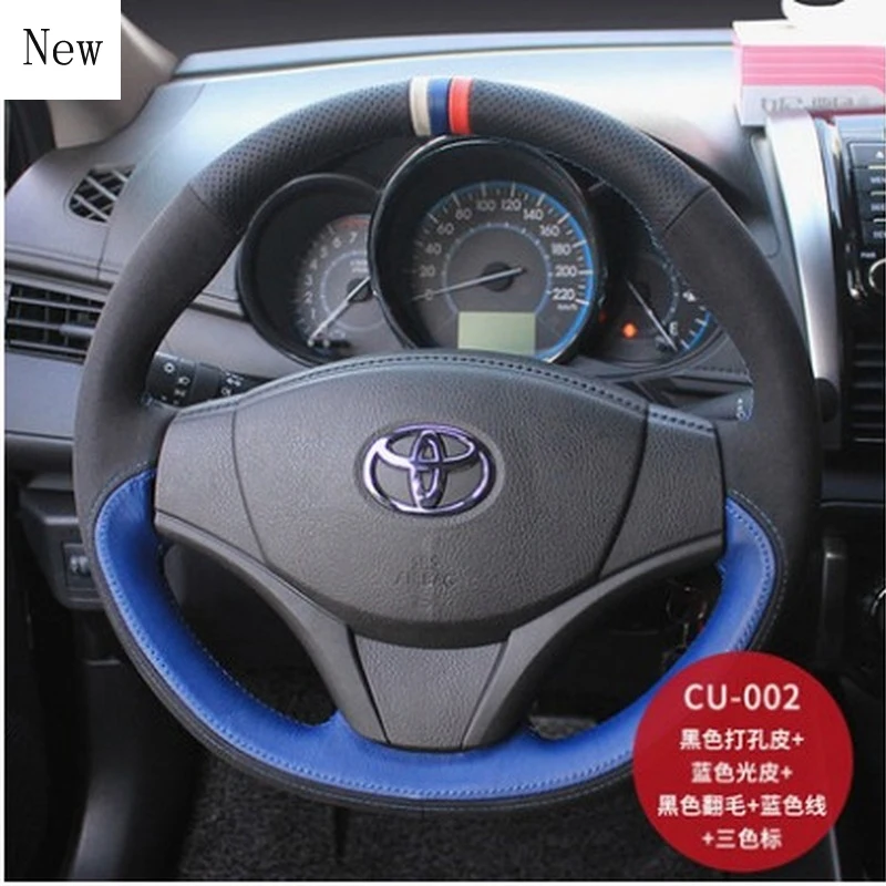 

for Toyota MarkX Camry Verso RAV4 Prius Customized DIY Hand-Stitched Leather Suede Car Steering Wheel Cover Set Car Accessories