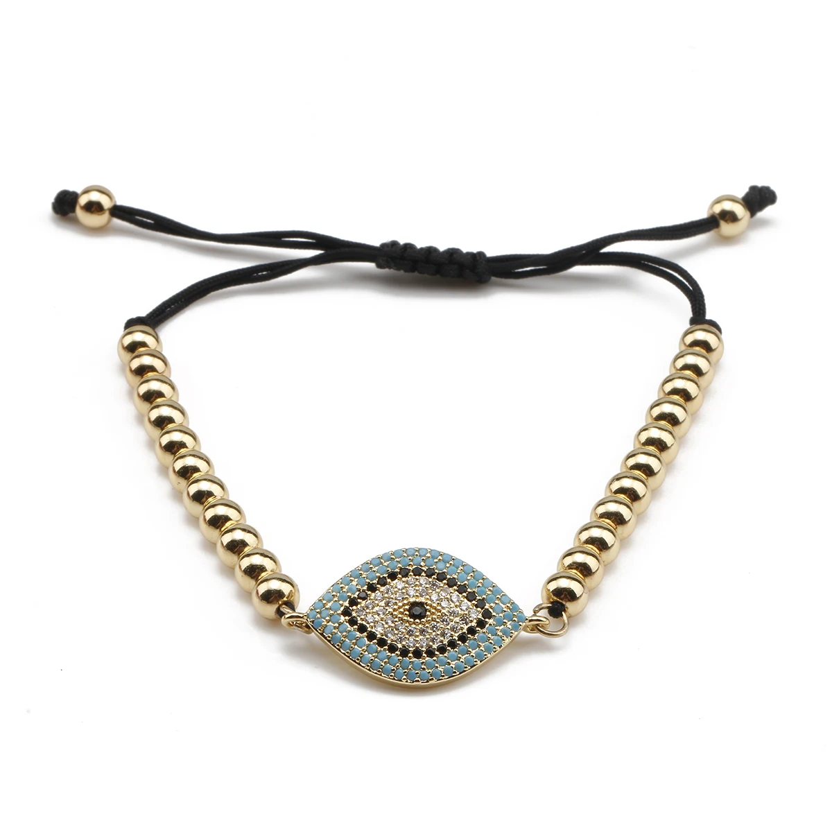 Luxury Blue Evil Eye Bracelet Boho Rose Gold Color CZ Creative Couple Gift Chain Jewelry 2021 Handwoven Adjustable Woman Present