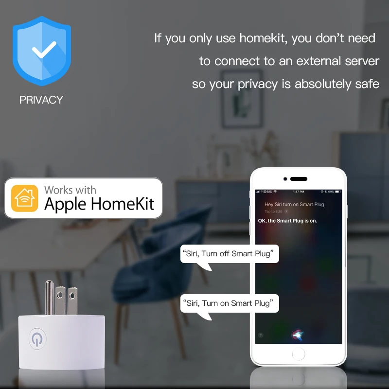 Умная розетка Dohome с Wi Fi работает Apple HomeKit (iOS12 или +)Alexa/Google Assistant таймер не требуется