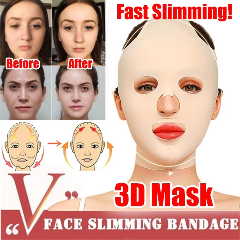 

Многоразовая дышащая повязка для похудения для женщин, с эффектом 3D, против морщин, V-образный вырез, маска для подтяжки всего лица и сна, для ...