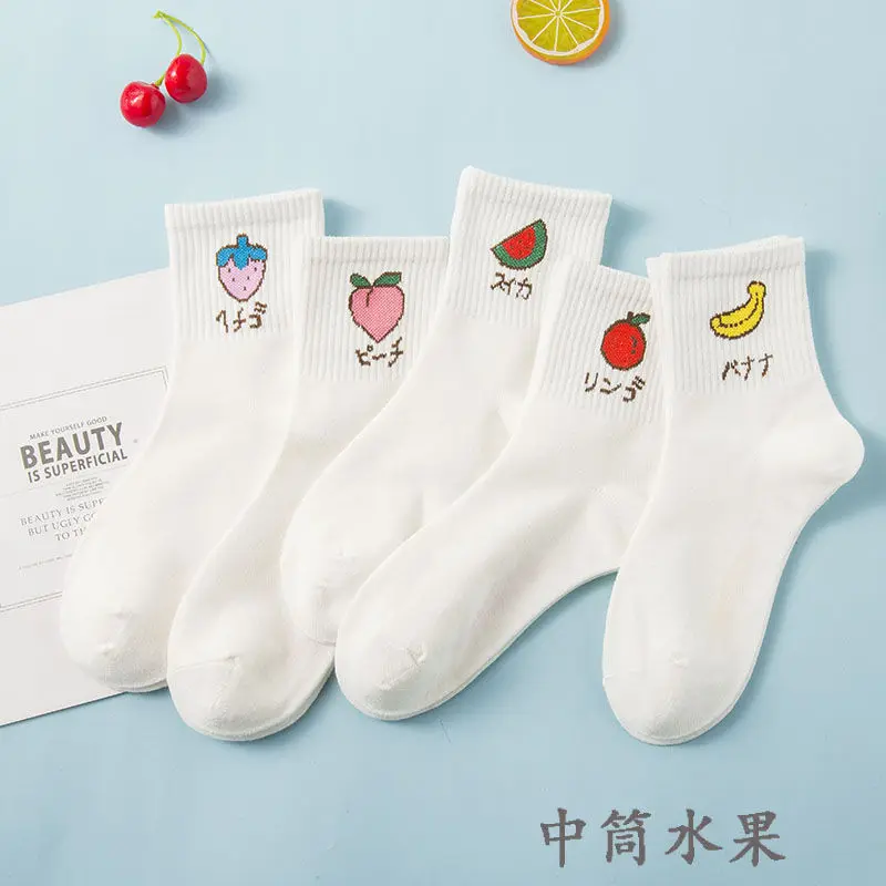 

1 Pair Spring Summer Women Socks Japan Hip-Hop Tube Baseball Stockings Korea Breathable Cartoon Cute Lovely Students Cotton Sock