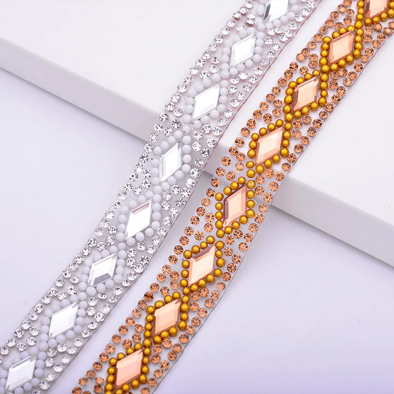 JUNAO 5 ярдов * 15 мм стеклянный коричневого цвета Стразы бандажная цепочка