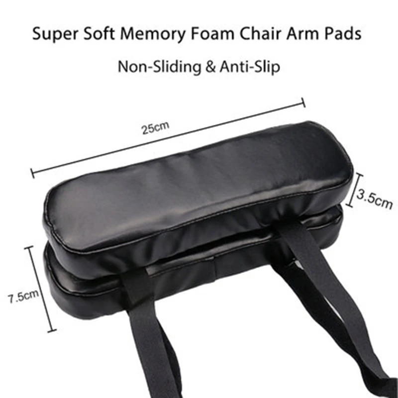 

Wheel Chair Armrest Pad Cover Elbow Pain Relief Cushion Memory Foam PU Leather Office IQ6