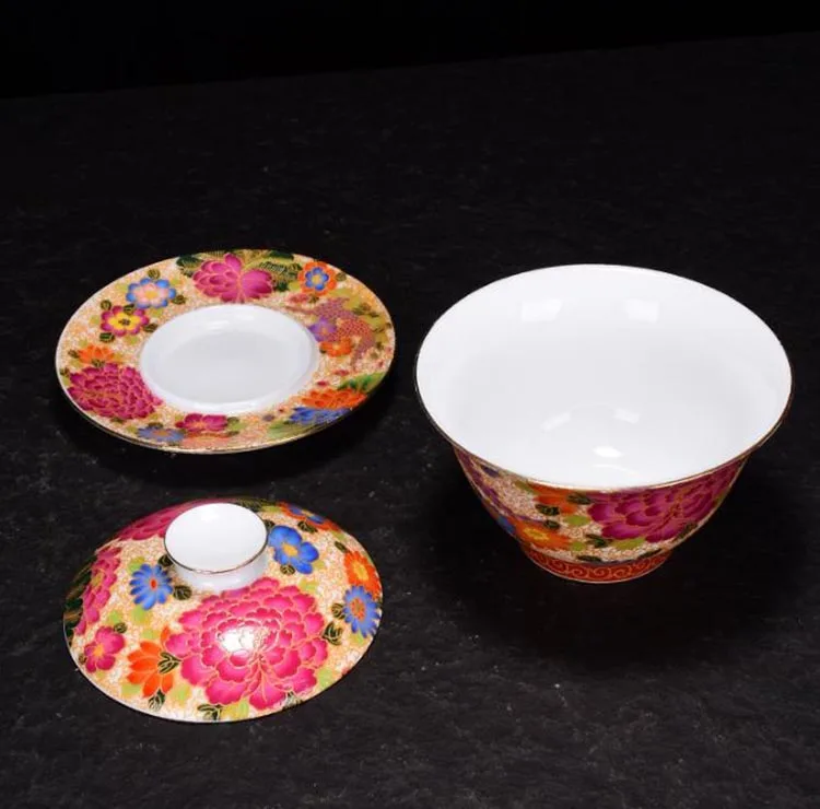 Изысканная фарфоровая чаша Цзиндэчжэнь с эмалью 150 мл|Пиалы для чая| |