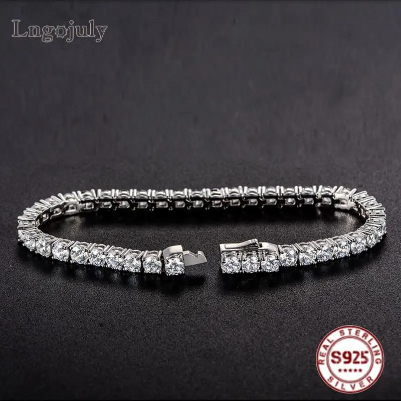 

Luxury 925 Sterling Silver Plated 18K Platinum High Carbon Diamond Bride Bracelet Sparkling Wedding Party Silver Jewelry Gift