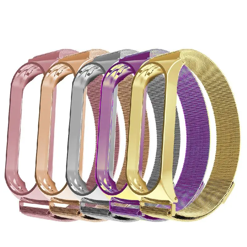 Магнитный ремешок из нержавеющей стали для xiaomi mi band 3 4 металлический