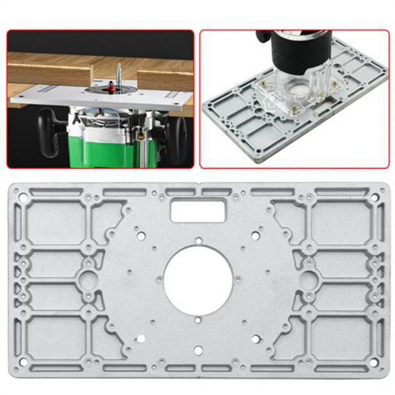 

Router Table Plate 700C Aluminum Router Table Insert Plate+4 Rings Screws and 2 Sets of Bushings for Woodworking Bench