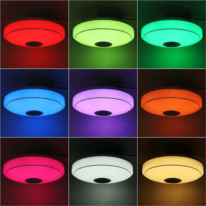 

36W Dimmable RGBW LED Music Ceiling Lights with bluetooth Speaker APP+Remote Control Flush Mount Fixture Lamp for Home Bedroom