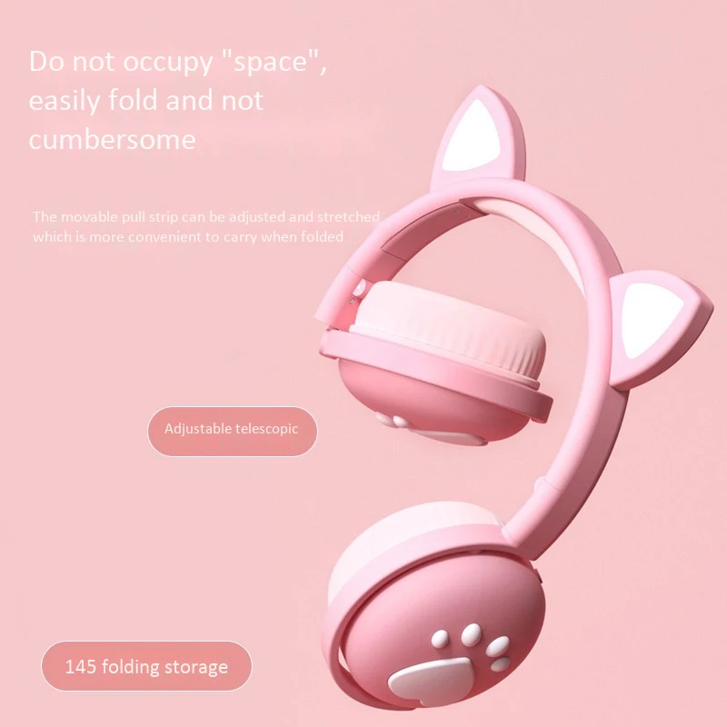 MOOL Cat гарнитура с микрофоном для Bluetooth 5 0 Симпатичные Светодиодный светильник Шум