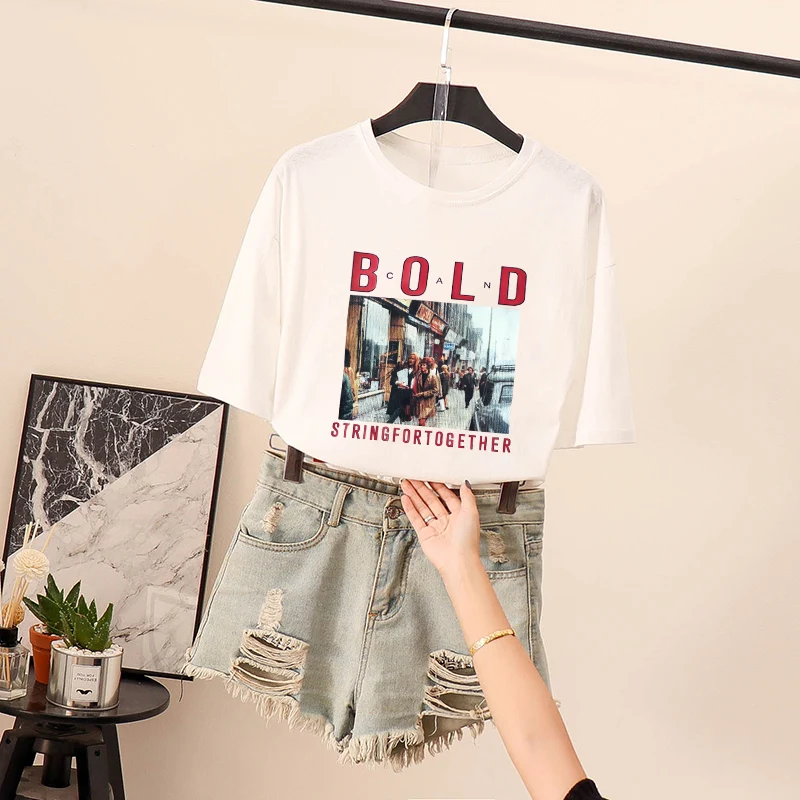 Новое поступление 2019 Офисная Женская футболка Shudaji короткая обычная с круглым