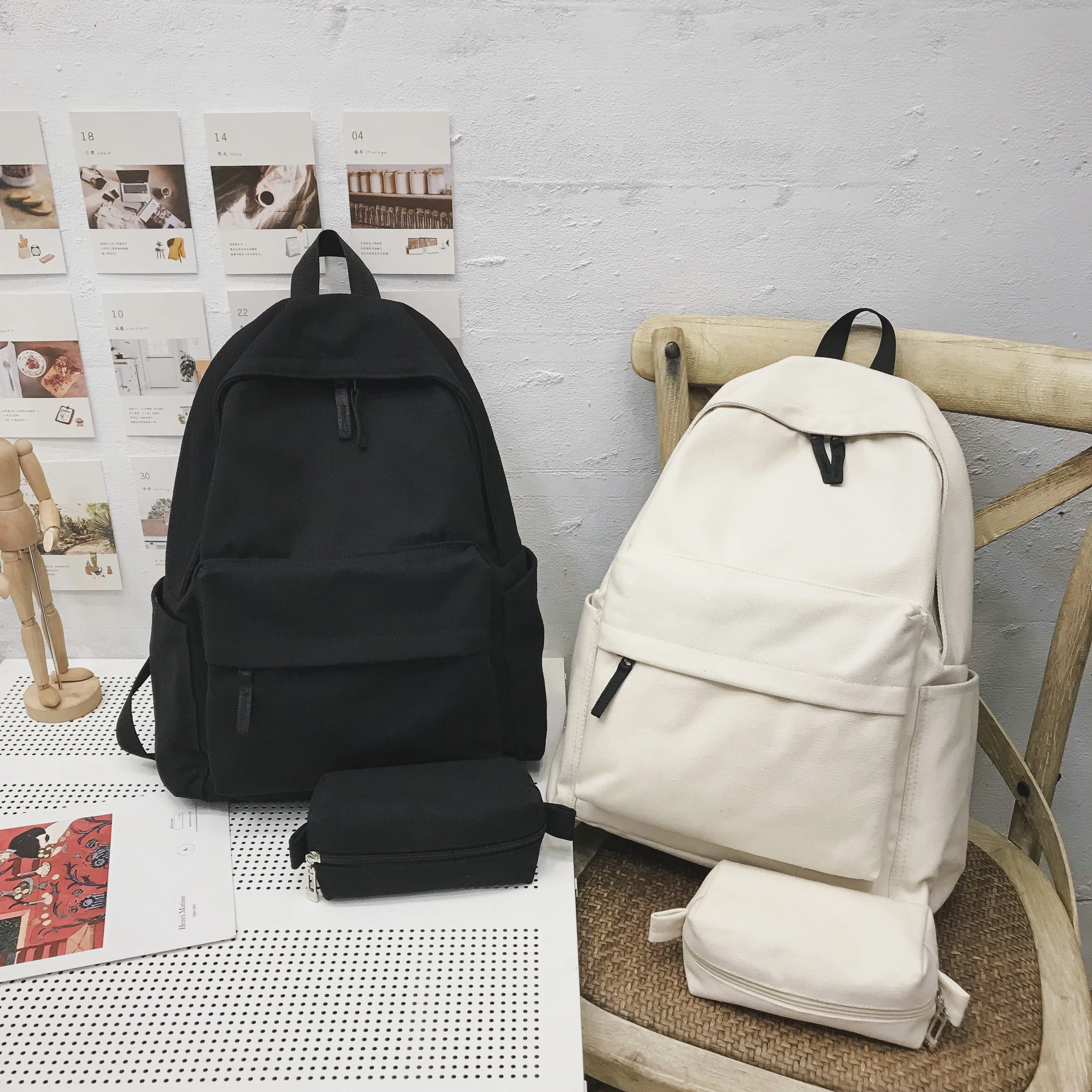 

2020 New Women's Waterproof Canvas Backpack Multi-pocket Travel Backpack Girl Bag Girl Backpack