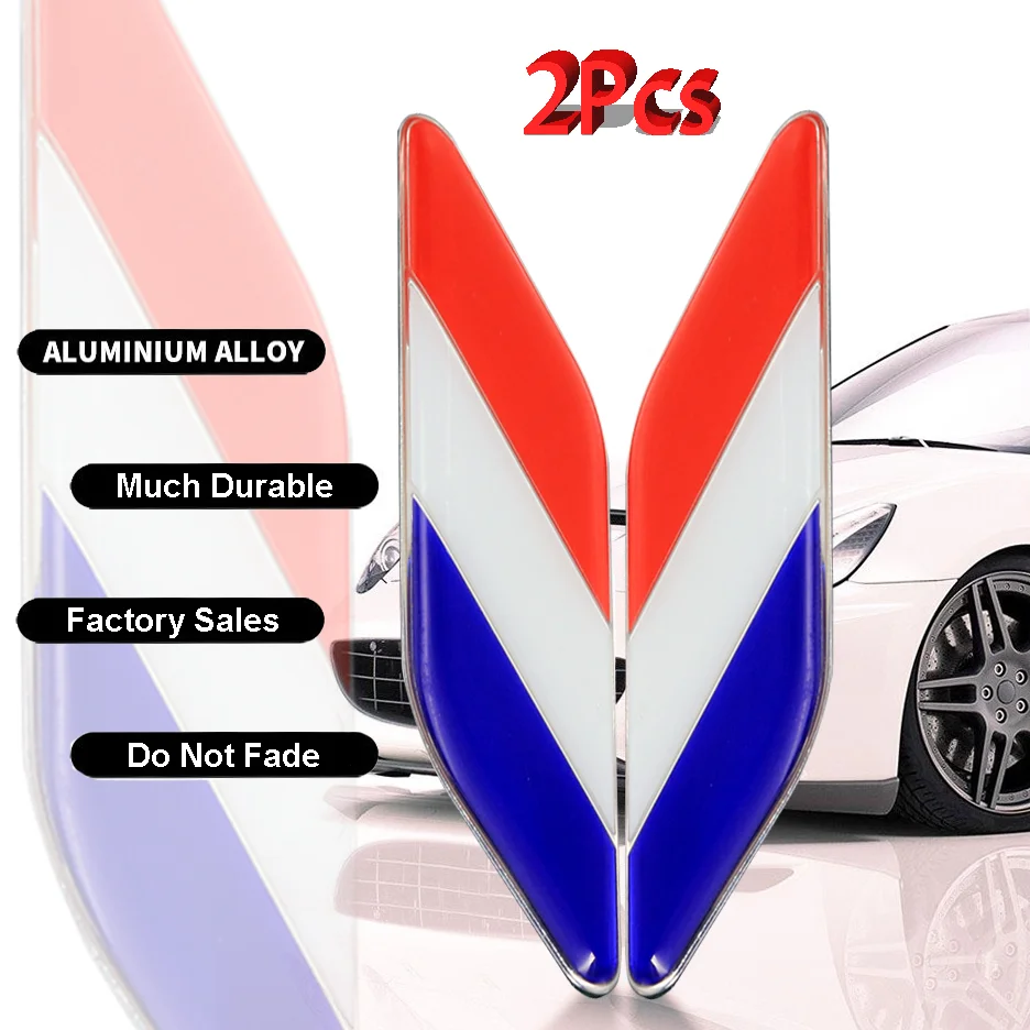 

JEAZEA 2Pcs France Flag Emblem Badge Car Styling Sticker 3D Aluminum Alloy Decals For Peugeot BMW VW Benz Skoda