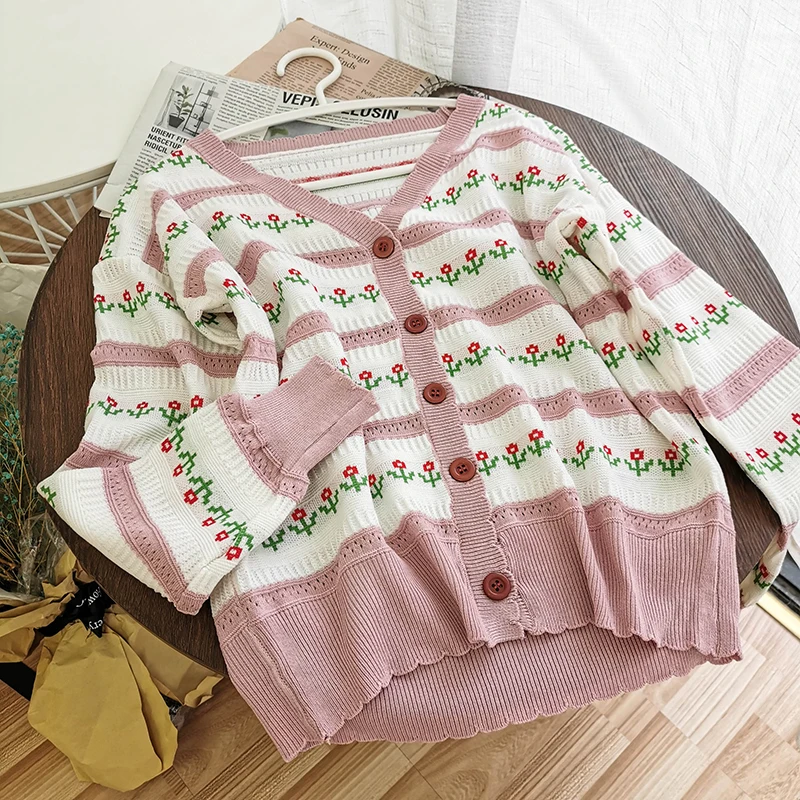 Корейские элегантные женские тонкие кардиганы Woherb с V-образным вырезом шикарный