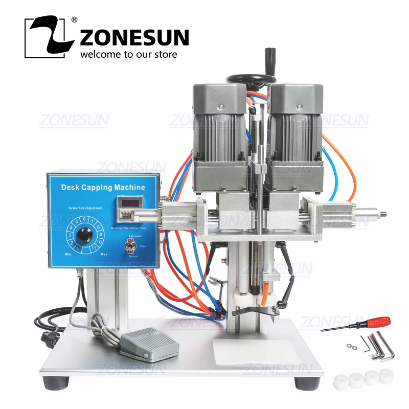 ZONESUN XLSGJ-6100 Настольная медицинская Машина Для Укупоривания бутылок химическая Косметика Круглый парфюм сок носик мешок укупорочная машина