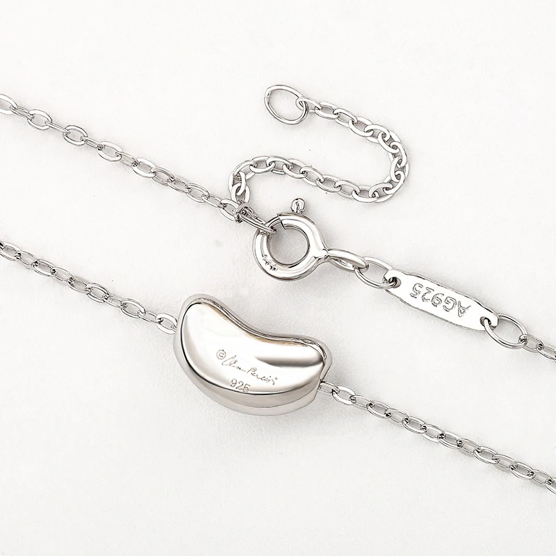 

Simple fashion acacia pea pure silver necklace with mini bean pendant Korean version of the same lovers jewelry3