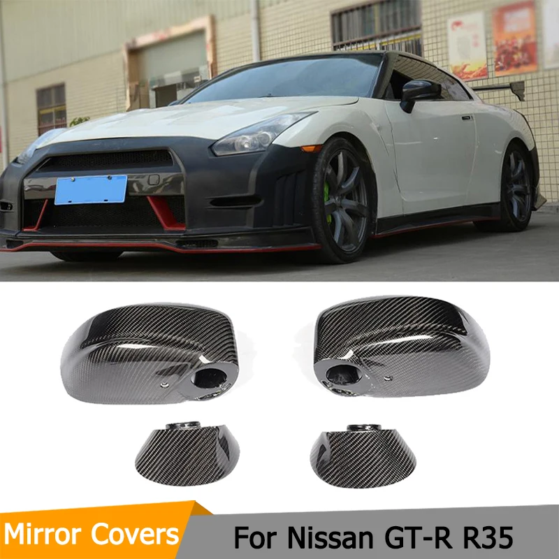 

Carbon Fiber Side Mirror Covers for Nissan R35 GT-R GTR 2009-2015 Replacement Style Rearview Caps Body Kit（4pcs/set)