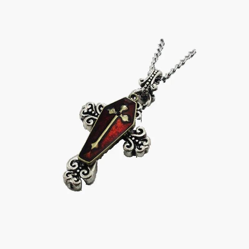 

Retro Cross Design Red Coffin Men's and Women's Pendant Necklace Personality Fashion Jewelry Gothic Punk Halloween Necklace
