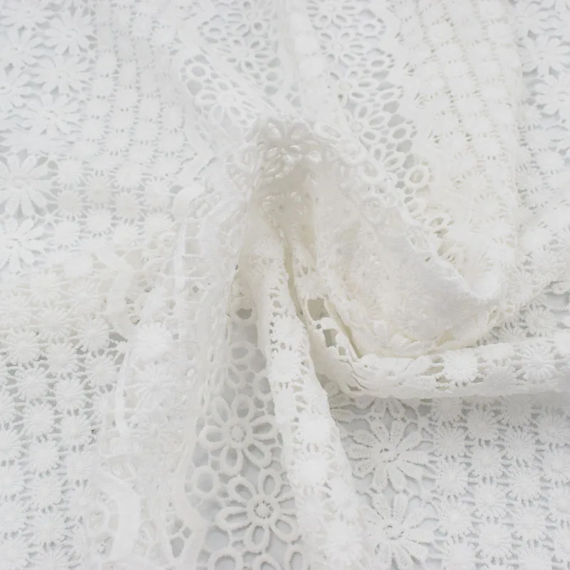 Белая вышитая Водорастворимая кружевная ткань для летнего платья tissus au metre telas
