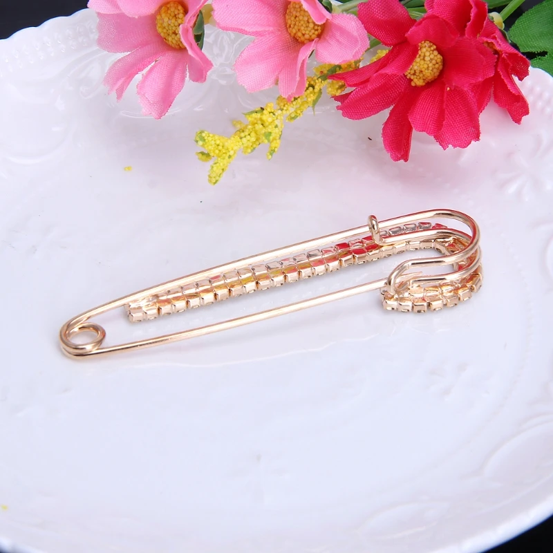 Safety Pins Women Crystal Brooches Sliver Gold Catch Scarf or Lapel Jewelry | Украшения и аксессуары