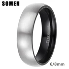 Модное мужское черное титановое кольцо Somen с матовой отделкой, классическое обручальное кольцо унисекс, ювелирные изделия для женщин и мужчин, обручальные кольца